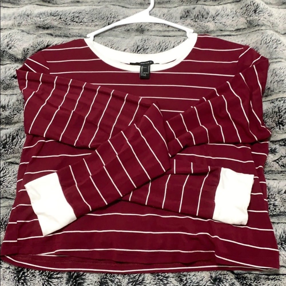 Cropped Maroon Long Sleeve Shirt